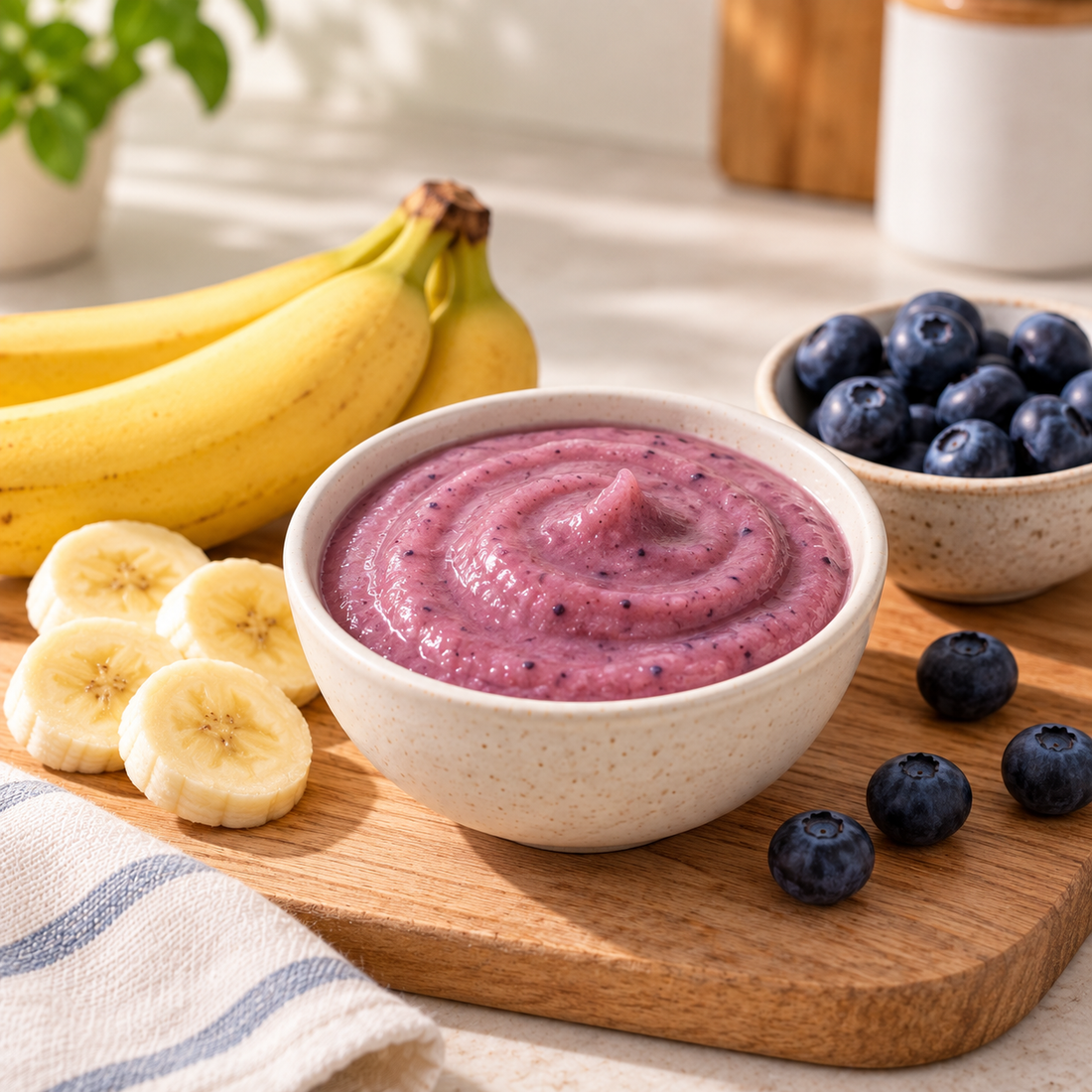 Blauwe bes, banaan & yoghurt