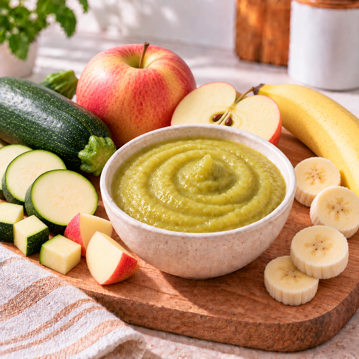 Courgette, appel & banaan