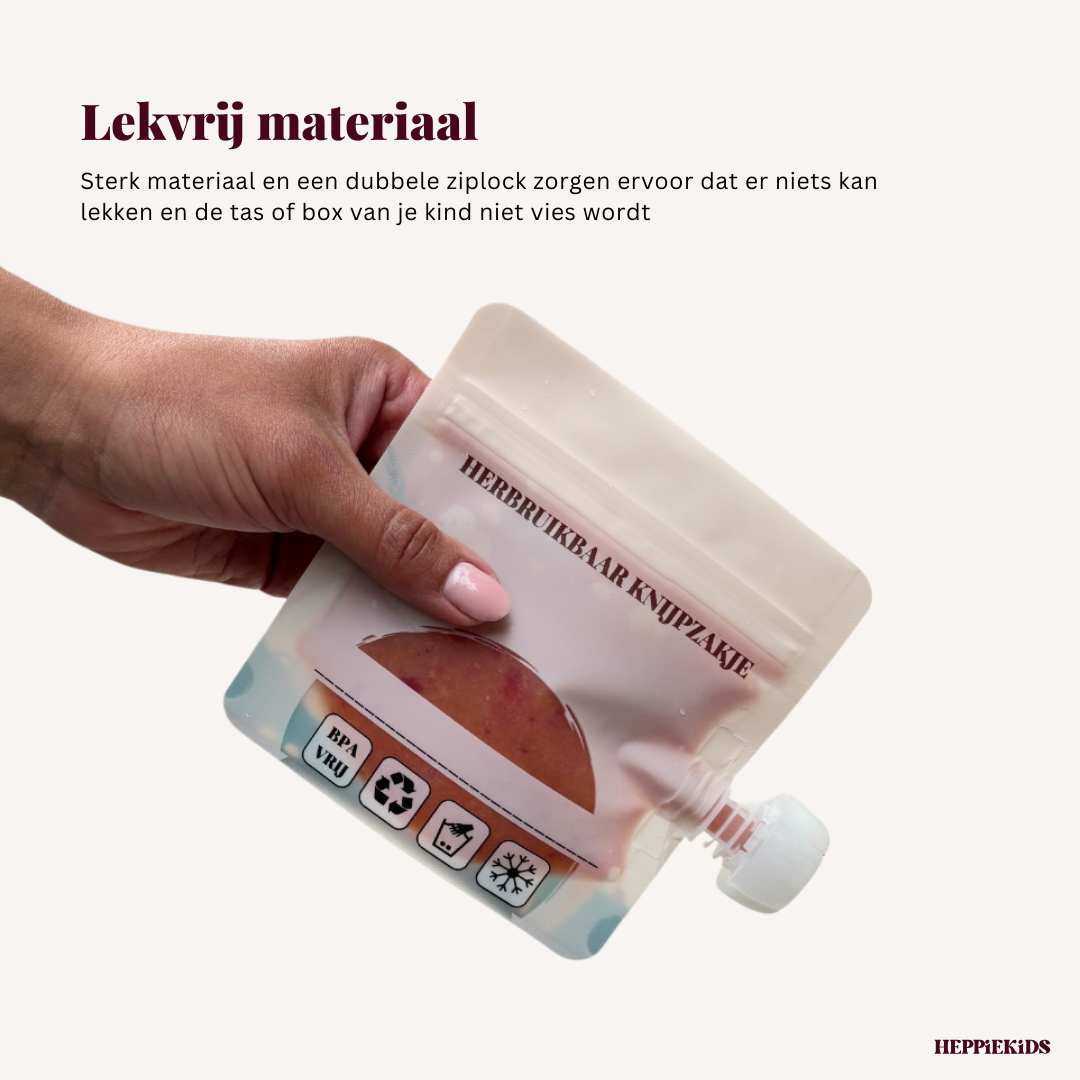 Lekvrij herbruikbaar knijpzakje van Heppiekids