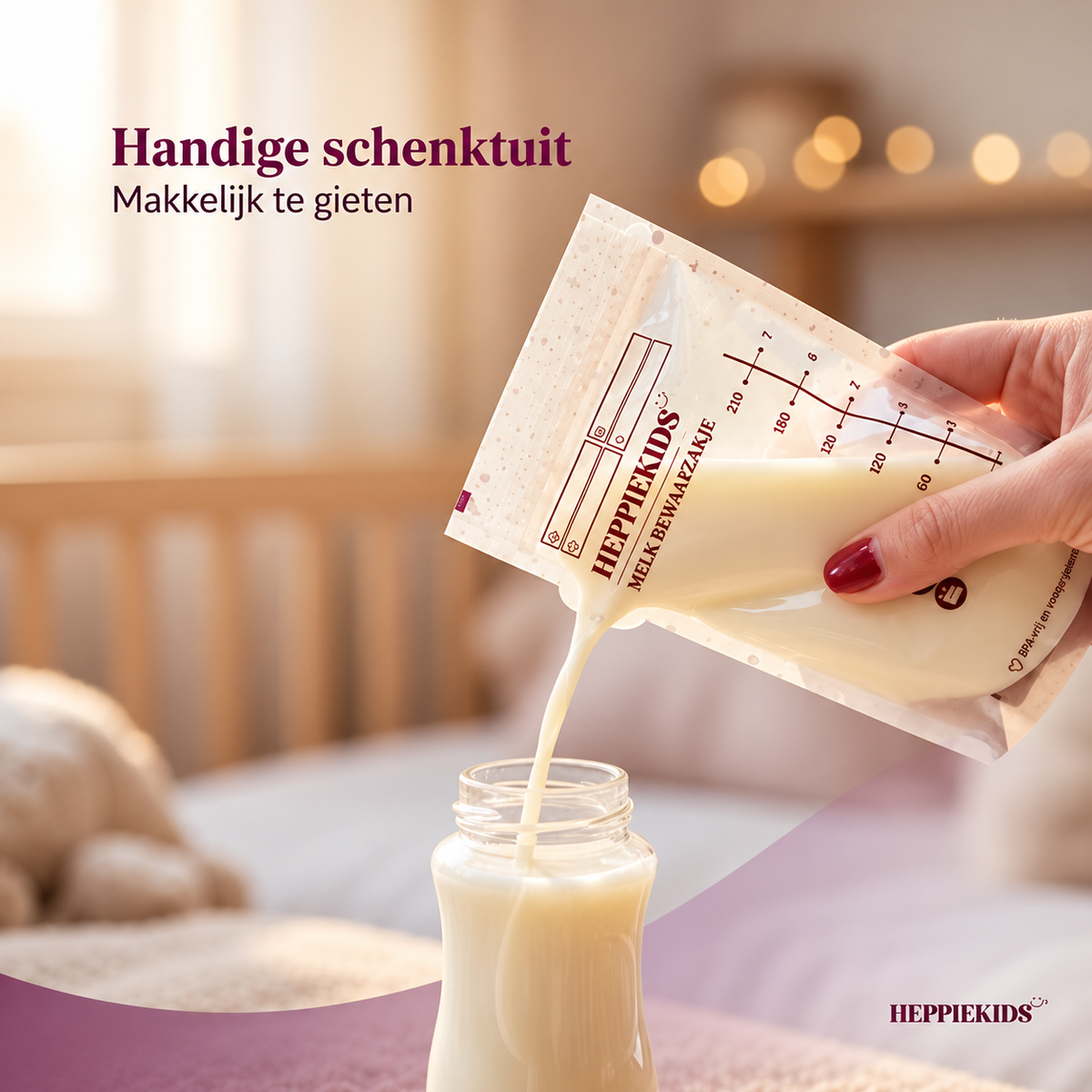 Moedermelk bewaren in een Heppiekids moedermelk bewaarzakje